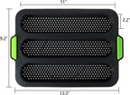 TOPZEA Set of 2 Silicone Baguette Pan, Nonstick French Bread Bake Mold, 8 Gutter Perforated Ham Burger Buns Sandwich Rolls Pans, 3 Wave Long Loaf Toast Mold Baking Tray for Oven Baker