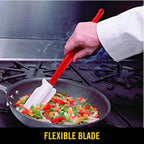 Rubbermaid Commercial Products High Heat Resistant Silicone Heavy Duty Spatula/Food Scraper 9.5-Inch 500°F Heat Resistant Red Handle for Baking/Cooking/Mixing Commercial Dishwasher Safe