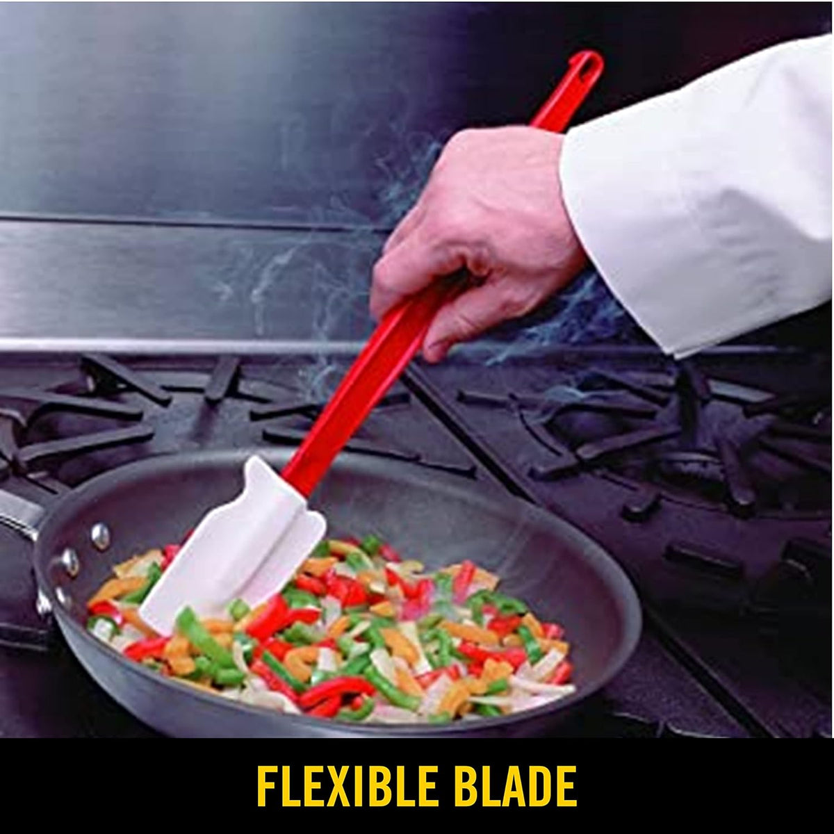Rubbermaid Commercial Products High Heat Resistant Silicone Heavy Duty Spatula/Food Scraper 9.5-Inch 500°F Heat Resistant Red Handle for Baking/Cooking/Mixing Commercial Dishwasher Safe