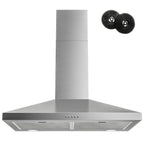 FIREGAS Range Hood 30 Inch, Stainless Steel Wall Mount Kitchen Hood 450 CFM with 3 Speed Exhaust Fan, Ducted/Ductless Convertible, Stove Vent Hood for Kitchen with Aluminium Mesh and Charcoal Filters