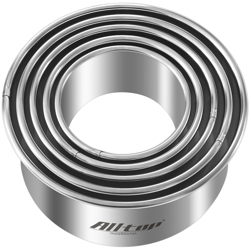 ALLTOP Circle Biscuit Cutter Set –Stainless Steel Baking Supplies for Effortless Round Cookie Shaping, Pastry & Fondant Tool Creation–Precise Cut Kitchen Utensil for Sandwich, Scone, Donut -3PC Round