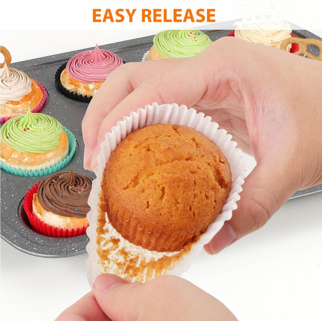 Standard White Cupcake Liners for Baking 200 Counts - Caperci Greaseproof Muffin Baking Cups for Wedding Birthday Party Baby Shower Festivals (White)