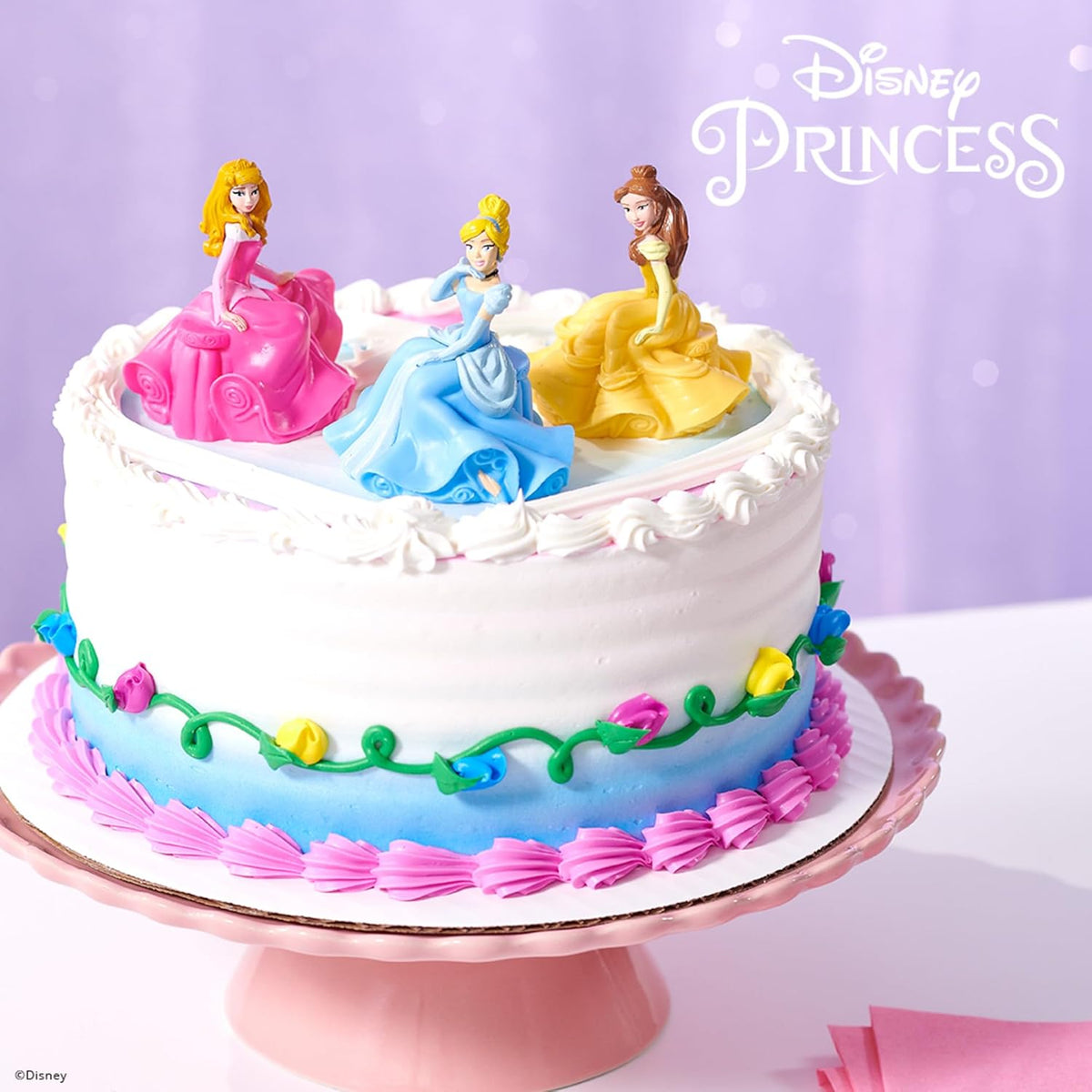 DecoSet® Disney Princess Once Upon a Moment Cake Topper, 3-Pc Decorations Set with Aurora, Belle, and Cinderella Collectible Figure for Hours of Fun After the Party