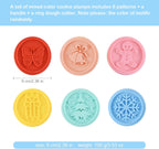 Cookie Stamp-a Set of 6 Colorful Silicone Cookie Stamp Press, Ring Cutter and Handle for Christmas and Daily Baking