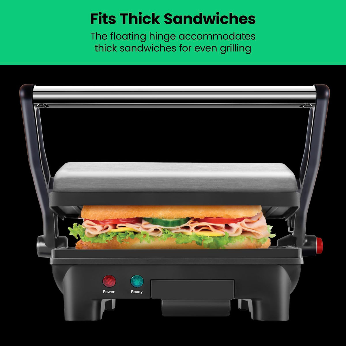 Chefman Electric Panini Press Grill and Gourmet Sandwich Maker w/ Non-Stick Coated Plates, Opens 180 Degrees to Fit Any Type or Size Food, Dishwasher Safe Removable Drip Tray, Stainless Steel/Black