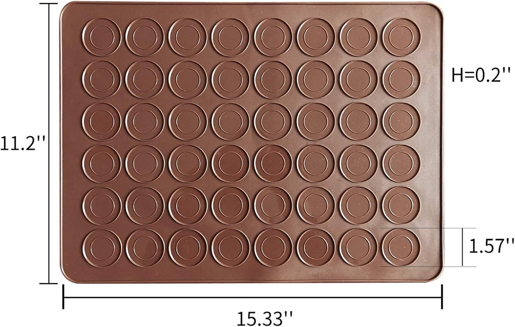 Silicone Macaron Baking Mats, 2 Non-Stick Silicone Baking Mats, Food Safe Baking Mat, Great For Macaron, Cookies, Bread, Pastry, Dessert (2Pcs 48Capavity)