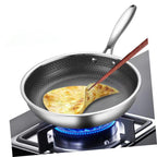 PRETYZOOM Omelet Pan Chinese Wok Stovetop Pot Frying Strainer Oven Fryer Flat Bottom Pans Schfer Noodles Cooker Large Honeycomb Wok Non Griddle Wok for Electric Stove Silver Stainless Steel