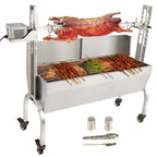 VEVOR Stainless Steel Rotisserie Grill with Windscreen, BBQ Whole Pig Lamb Goat Charcoal Spit Grill, Electric 50W Motor BBQ Hog Rotisserie Roaster, 46 Inch 132 Lbs Capacity Lamb Rotisserie System