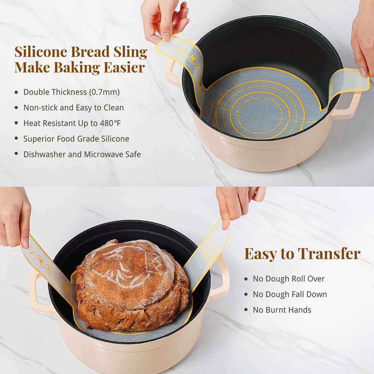 Banneton Bread Proofing Basket Sourdough Bread Baking Supplies, Sourdough Starter Kit with 9" Round & 10" Oval Banneton Baskets, Bread Lame, Sling, Spatula, Scraper, Dough Whisk