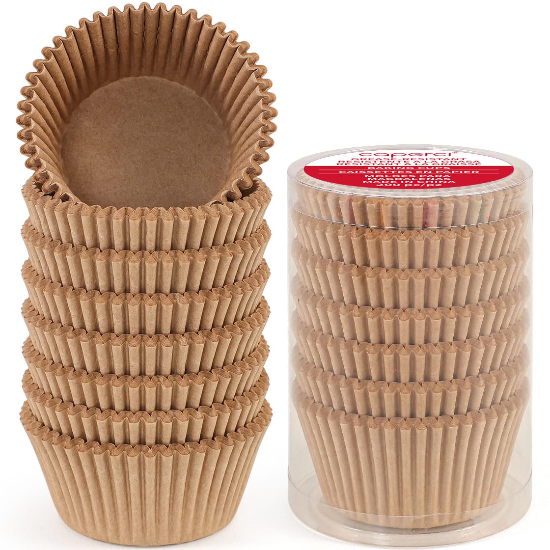Standard White Cupcake Liners for Baking 200 Counts - Caperci Greaseproof Muffin Baking Cups for Wedding Birthday Party Baby Shower Festivals (White)