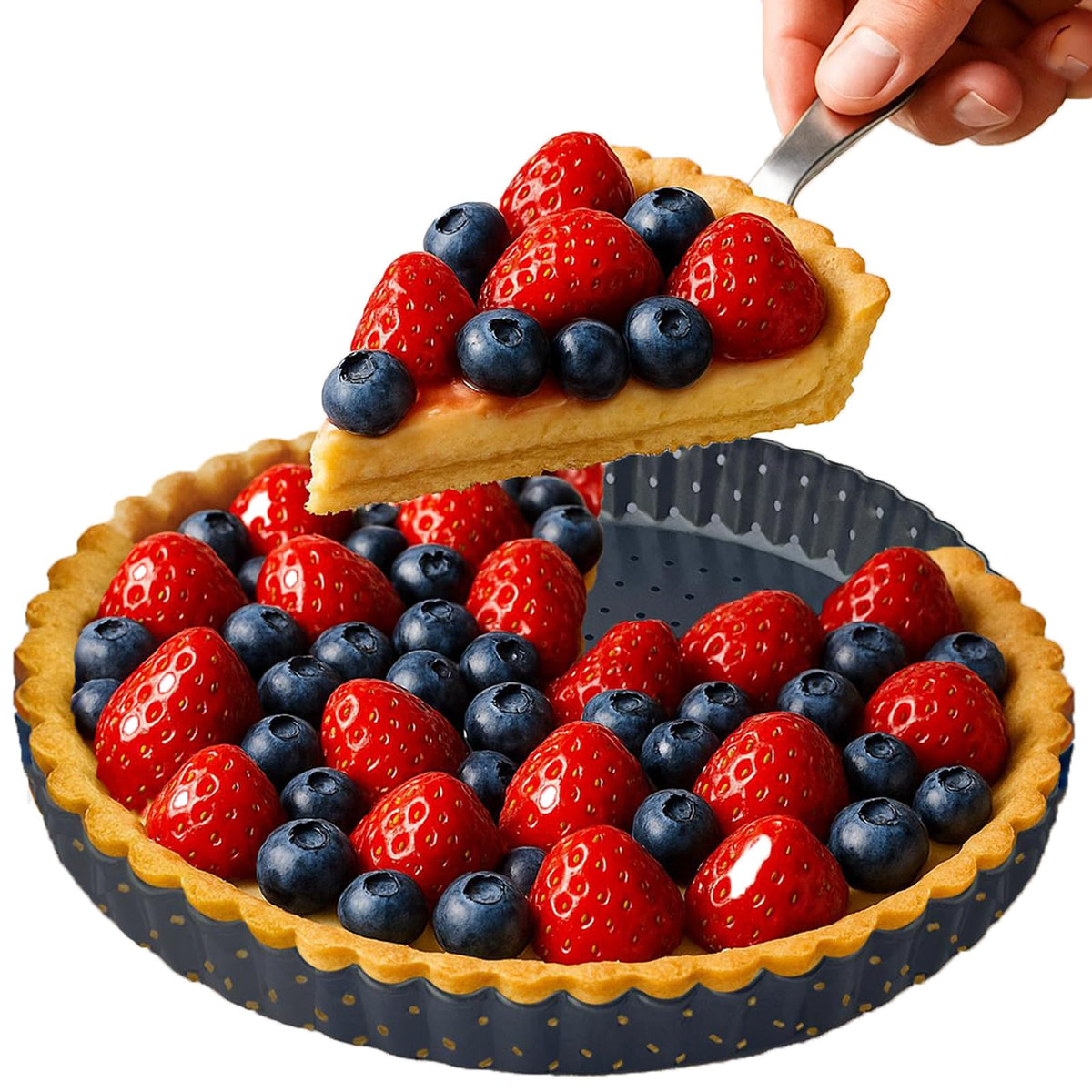 11 & 9 Inch Round Tart Pans with 2Pcs 4'' Mini Pans. Removable Bottom, Non-Stick Coating, Rugged Carbon Steel for Tart Quiche Pie Making. Gift for Christmas Thanksgiving Party Festival Family