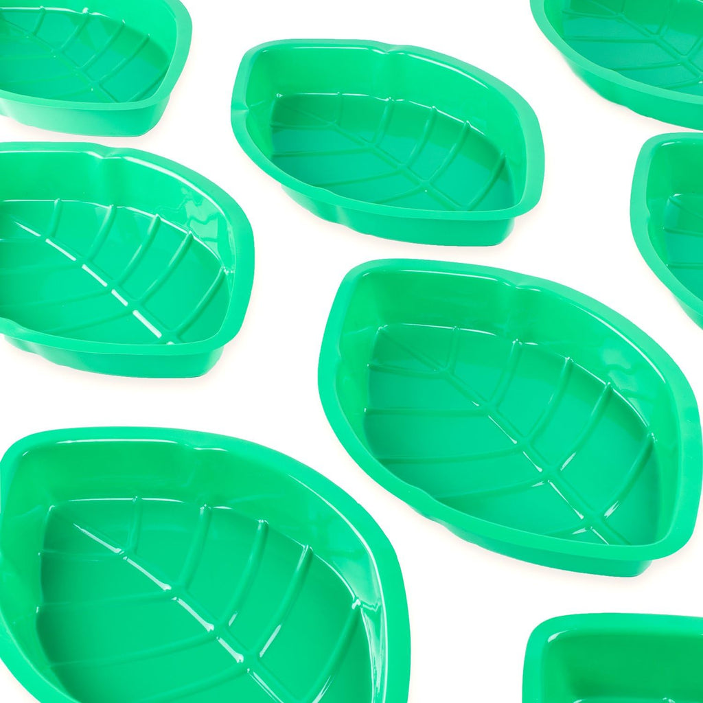 Super Z Outlet Palm Leaf Hawaii Style Food Reusable Snack Tray, Cookies, Chips, Candy Dip for Jungle Island Themed Party Decorations Platter (12 Pack, 11.75" x 8.5" Inches)