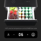 Smart Coffee Table with Fridge, Smart Coffee Table with Wireless Charging Station, Temperature Control, Power Socket, USB Ports, Outlet Protection and Induction Light, Fridge Coffee Table, Black