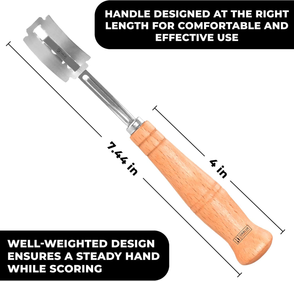 Orblue Bread Lame, Bread Scoring Knife, Bread Lame Dough Scoring Tool for Artisan Sourdough, Lame Bread Tool, Essential Baking Supplies with 12 Blades Included