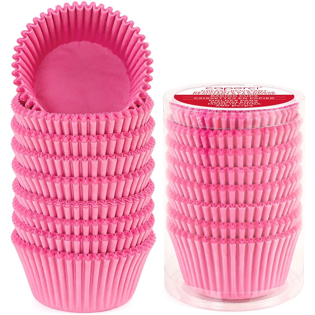 Standard White Cupcake Liners for Baking 200 Counts - Caperci Greaseproof Muffin Baking Cups for Wedding Birthday Party Baby Shower Festivals (White)