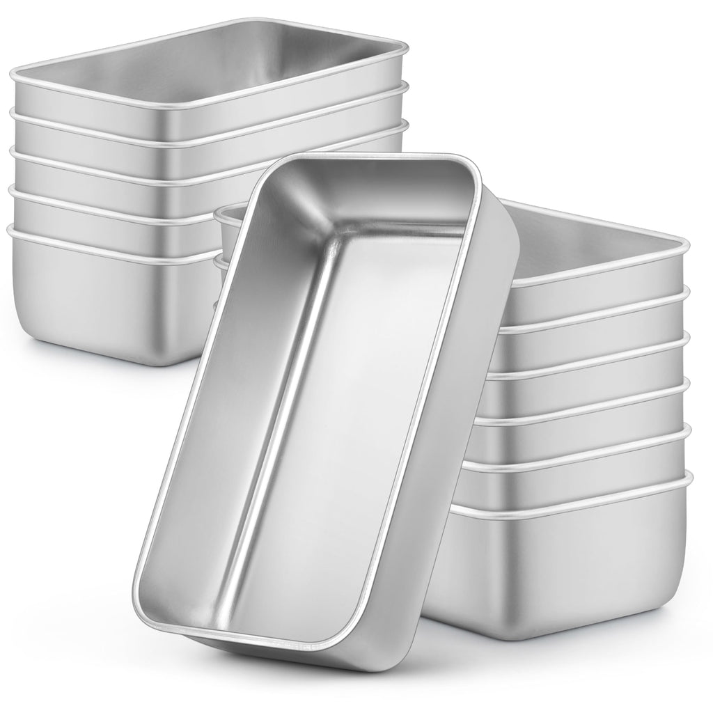 LIANYU 8 Pack 9x5 Loaf Pans for Bread Baking, Stainless Steel Baking Bread Pans, Small Loaf Tins for Homemade Brownies and Pound Cakes, Dishwasher Safe