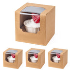 BOOMIBOO 50 Pack Individual Cupcake Containers, Cupcake Boxes with Window, Food Grade Cupcake Holders with Inserts, Stackable Deep Cupcake Carrier (White)