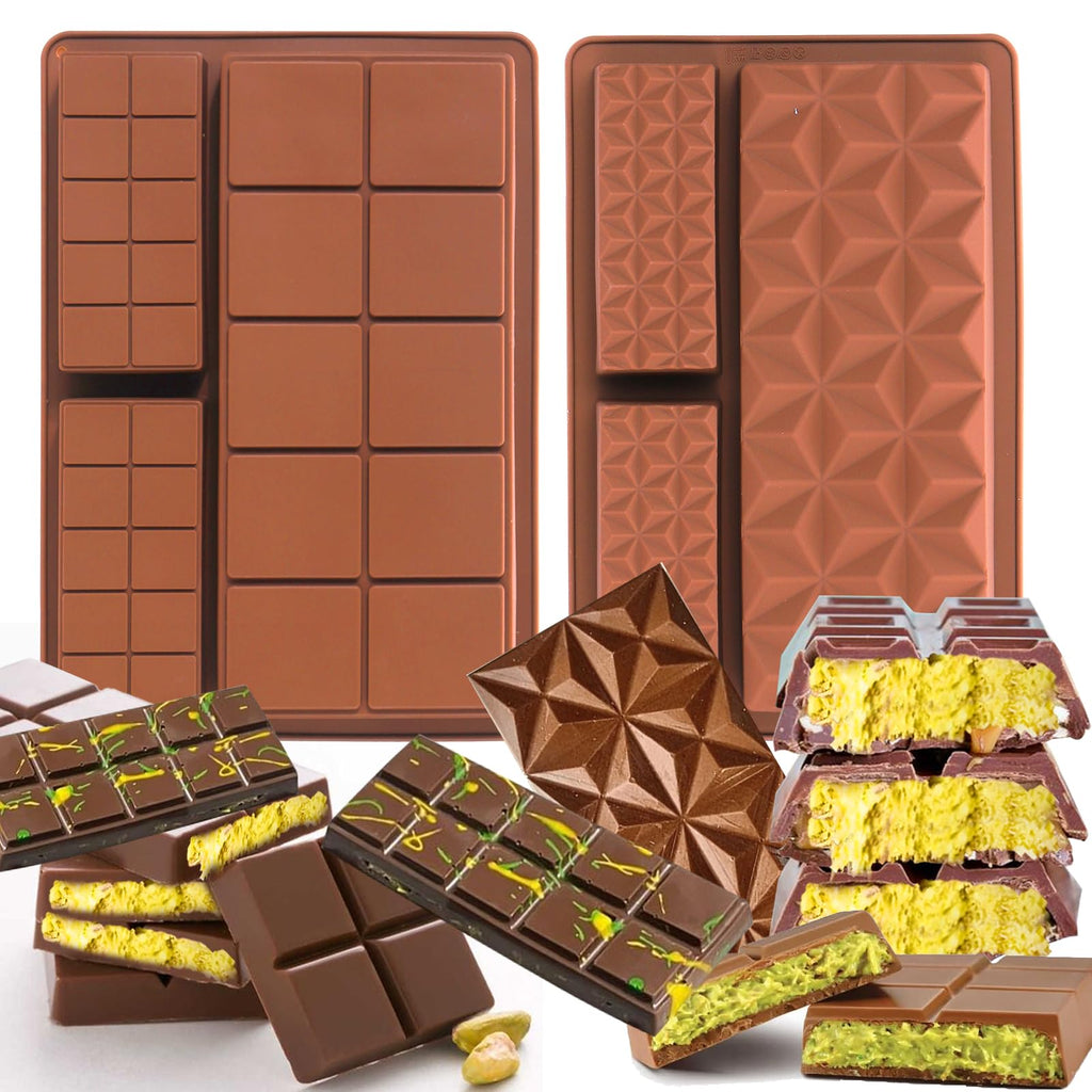 Palksky (2 Pcs) 8 Cavity Rectangle Granola Bar Silicone Mold/Nutrition/Cereal Bar Molds Energy Bar Maker for Chocolate Truffles Ganache Bread Brownie Cornbread Cheesecake Pudding Butter Mould