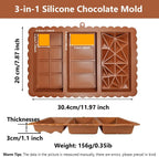 Chocolate Bar Mold - Food Grade Silicone Chocolate Molds, Non-Stick & Easy to Release Deep Mold for Dubai Pistachio Chocolates, Candy, Snacks, Desserts, Resin Art, Dishwasher Safe