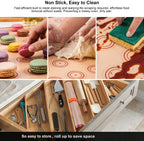 Angadona Macaron Silicone Baking Mats Kit (16pcs set) Macaroon Baking Mat Set of 2 Half Sheet Macaron Silicone Mat Nonstick Macaron Mat Sheet,6 Piping Tip,2 Piping Bag with 3 Bag Tie,2 coupler