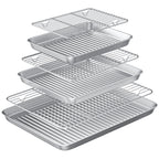 ROTTAY Baking Sheet with Rack Set (2 Pans + 2 Racks), Stainless Steel Cookie Sheet with Cooling Rack, Nonstick Baking Pan, Warp Resistant & Heavy Duty & Rust Free, Size 16 x 12 x 1 Inches