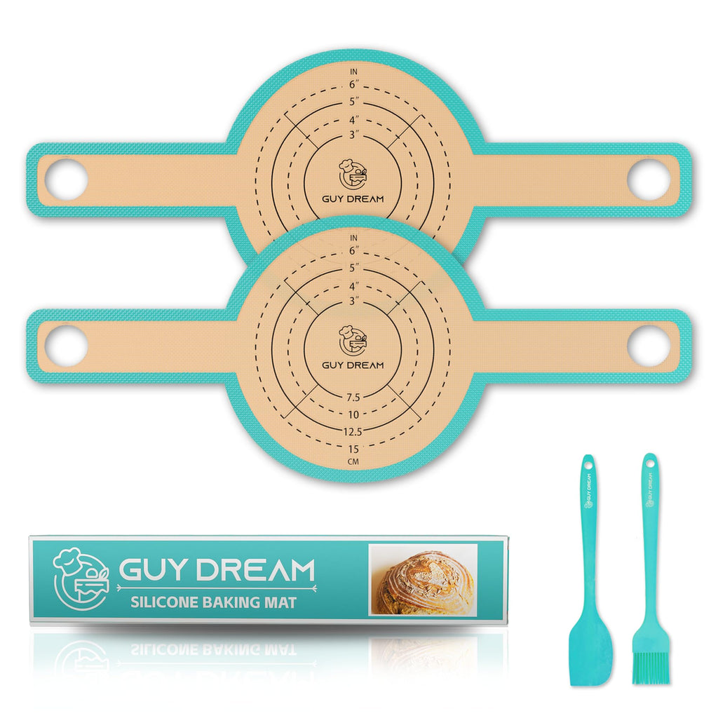 GUYDREMAT Bread Sling - Perfect Silicone Baking Mat for Sourdough Bread Baking – Superior Cast in Iron Dutch Oven Liner, 2 Pieces with Storage Band in GUY DREAM Classic Pack
