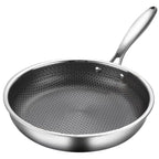 PRETYZOOM Omelet Pan Chinese Wok Stovetop Pot Frying Strainer Oven Fryer Flat Bottom Pans Schfer Noodles Cooker Large Honeycomb Wok Non Griddle Wok for Electric Stove Silver Stainless Steel