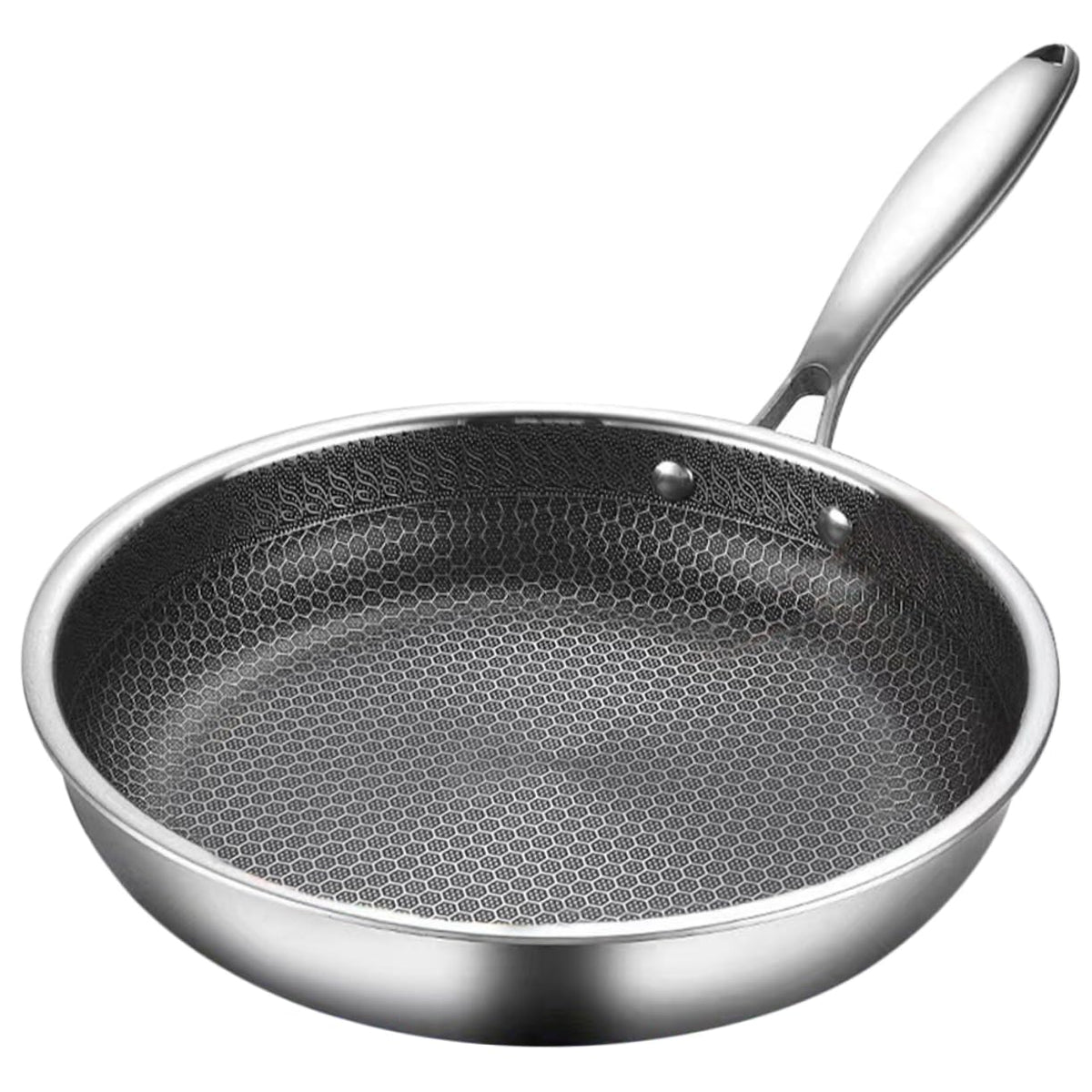 PRETYZOOM Omelet Pan Chinese Wok Stovetop Pot Frying Strainer Oven Fryer Flat Bottom Pans Schfer Noodles Cooker Large Honeycomb Wok Non Griddle Wok for Electric Stove Silver Stainless Steel