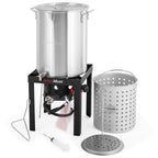 OuterMust 30 QT. Zestaw do smażenia indyka 50 000 BTU Carb Boil Pot z koszykiem i palnikiem, idealny do gotowania indyka, raków, krabów