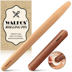 Walfos Marble Rolling Pin With Wooden Handles & Wood Cradle, 16.5 Inch Marble Rolling Pins For Making Pizza Dough And Tortillas, Dough Roller For Pie Crust, Cookie, Pasta (Gray & White)