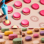 Angadona Macaron Silicone Baking Mats Kit (16pcs set) Macaroon Baking Mat Set of 2 Half Sheet Macaron Silicone Mat Nonstick Macaron Mat Sheet,6 Piping Tip,2 Piping Bag with 3 Bag Tie,2 coupler