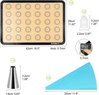 Philorn Silicone Baking Mat Set, 16.5" x 11.42" Macaron Mat, Non-Stick With Tools, 2 Pack Food Safe, Reusable for Oven, Cookie, Bread