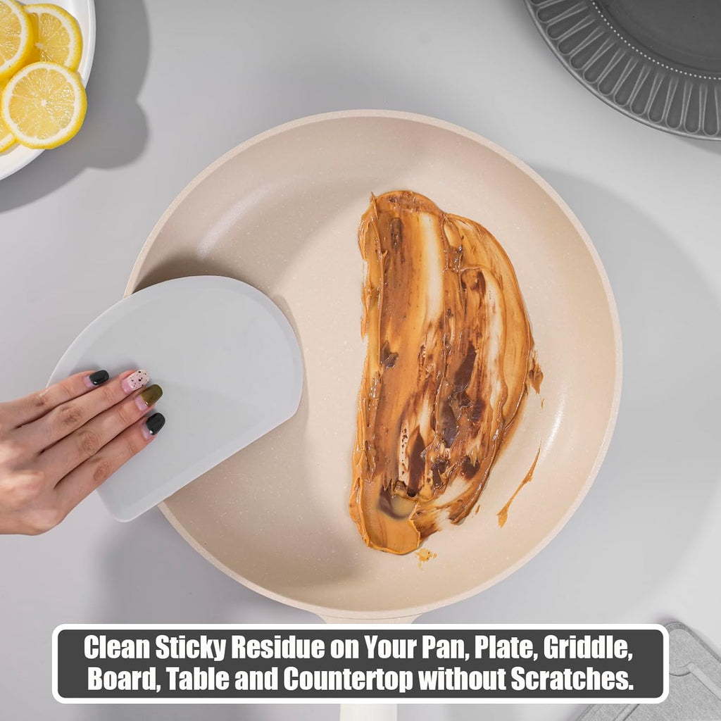 Sapid Flexible Curved Edge Silicone Bowl Scraper(5.98"x4.3"), Food Grade Dough Scraper for Baking Sourdough Bread, Cake, Multipurpose Kitchen Dish Scrapers, Easy to Clean (1, Gray)