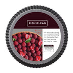 Tart Pan, 9 Inch Tart Pans, Non-Stick Removable Loose Bottom Carbon Steel 9In Tart Pan, The 9.5 Inches at the Top and 9 Inches at the Bottom, With a Depth of 1.1 Inches.