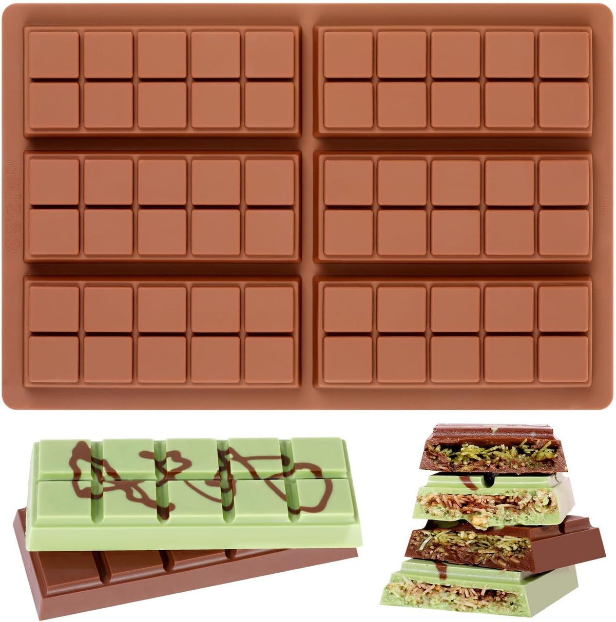 Chocolate Bar Mold - Non-Stick Chocolate Molds, Food Grade Silicone Deep Mold for Dubai Pistachio, Candy, Snacks