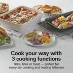 Hamilton Beach Easy Reach 4-Slice Countertop Toaster Oven With Roll-Top Door, 1200 W, Pasuje do pizzy 9”, 3 funkcje pieczenia: pieczenie, grillowanie i tostowanie, Srebrny (31344DA)