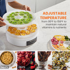 Цифрова дегідраторка для харчових продуктів Elite Gourmet EFD770WD з 5 лотками 12,5 дюйма без бісфенолу А, регульованим 48-годинним таймером та температурою від 95 до 158°F, для в'яленого м'яса, трав, фруктів, овочів, сухих снеків, білого кольору