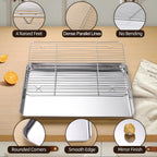 Baking Sheet with Cooling Rack Set of 6, 3 Premium Stainless Steel Cookie Sheets and 3 Wire Racks, Kitchen Nonstick Baking Pans Set Includes 3 Different Sizes, Heavy Duty Non Toxic