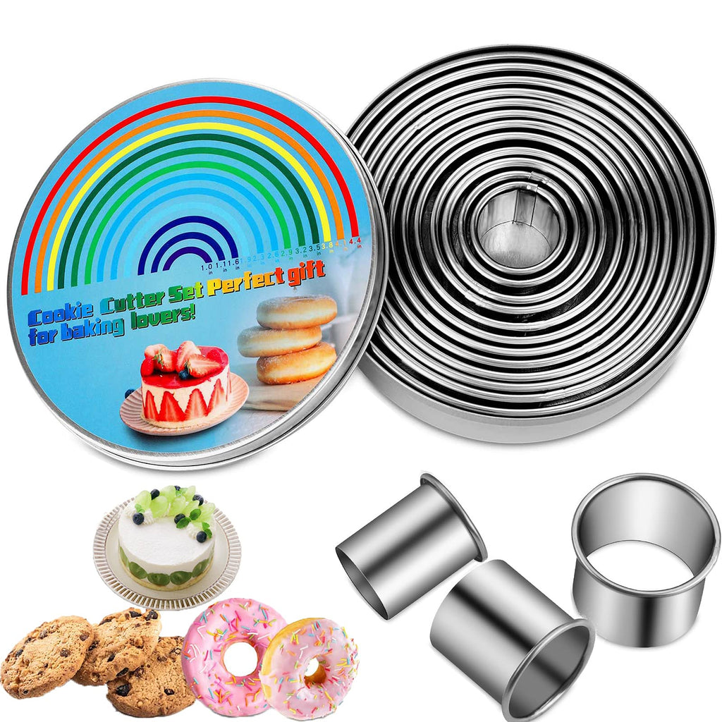 5 Pieces Biscuit Cookie Cutters Set,Stainless Steel Circle Round Cookie Biscuit Cutters in Graduated Sizes Shape Molds for Pastries Doughs Doughnuts