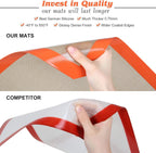Silicone Baking Mat - Best German Silicone - Non Slip Silicone Baking Sheet, Non Stick Reusable Silicone Mats for Baking, Oven Liner, Counter Mat - Half Sheet Baking Mat, Set of 2