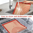 Non-slip Silicone Pastry Mat Extra Large with Measurements 28''By 20'' for Silicone Baking Mat, Counter, Dough Rolling, Oven Liner,Fondant/Pie Crust By Folksy Super Kitchen Red