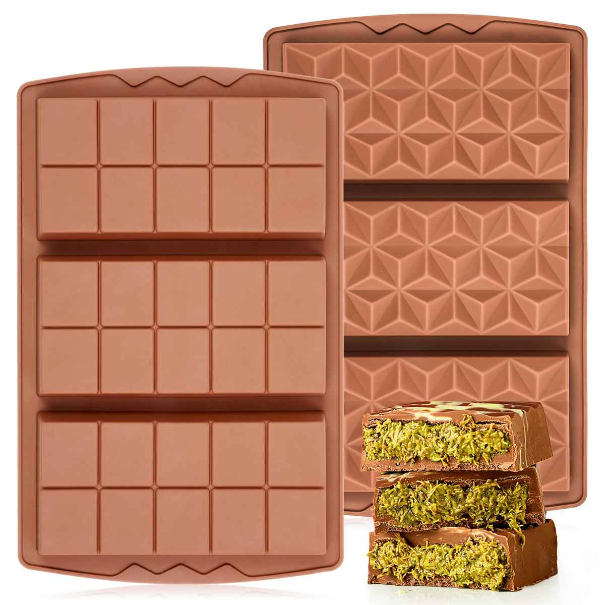 1 Pc Chocolate Bar Mold Deep Large Chocolate Molds Silicone Break Apart Thick Silicone Molds for Candy Bar (10 Snap）