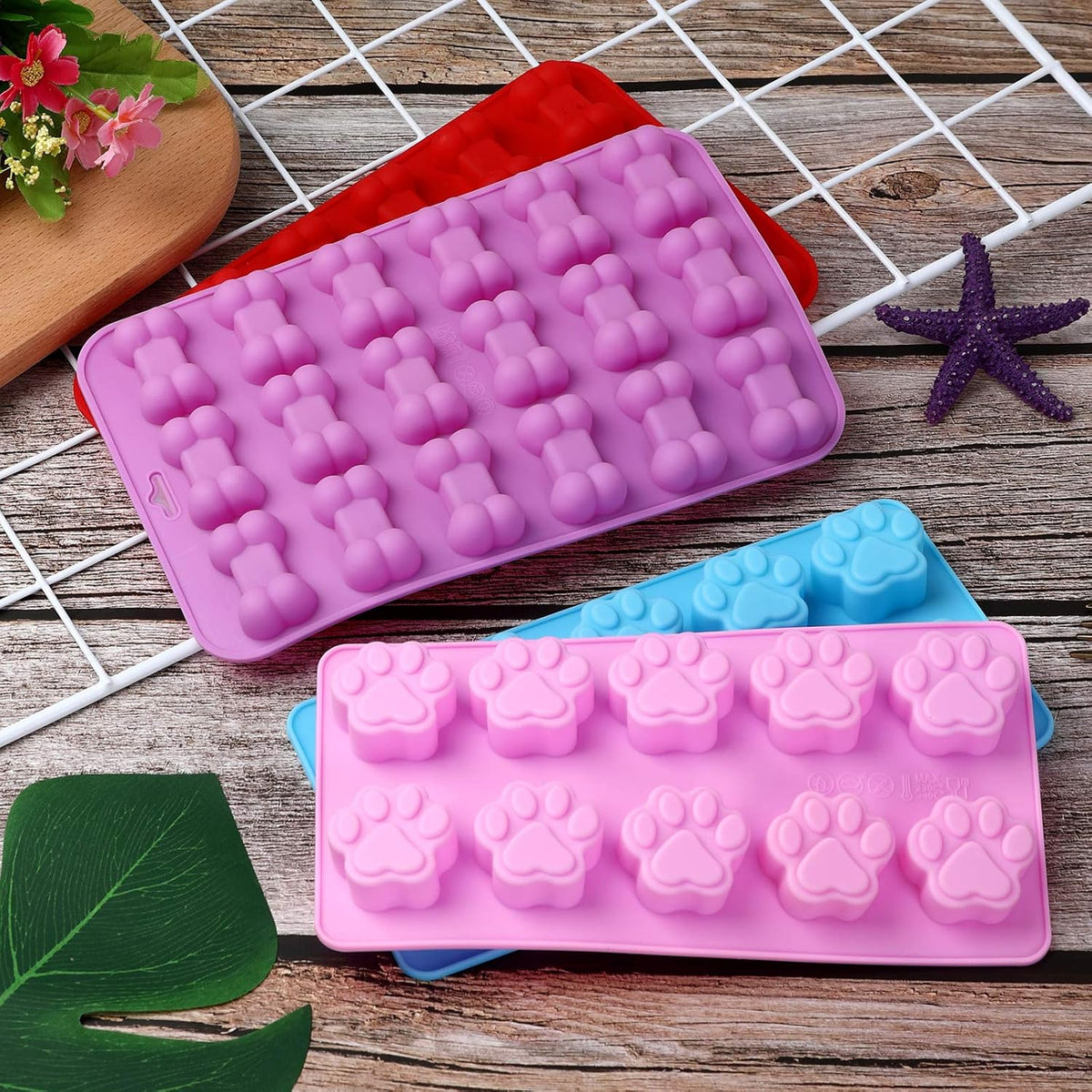 Puppy Dog Paw Bone Silicone Mold, Baking Mold, Used for Jelly, Candy, Chocolate,Ice Cube, Can Bake Dog Snack Biscuits