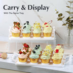Plastic Cupcake Carrier 24 Count, 2-Layer Cupcake Holder Carries with Lid & Handles, Cookie, Cake, Cupcake and Brownie Storage Carrier, Reusable Cupcake Box