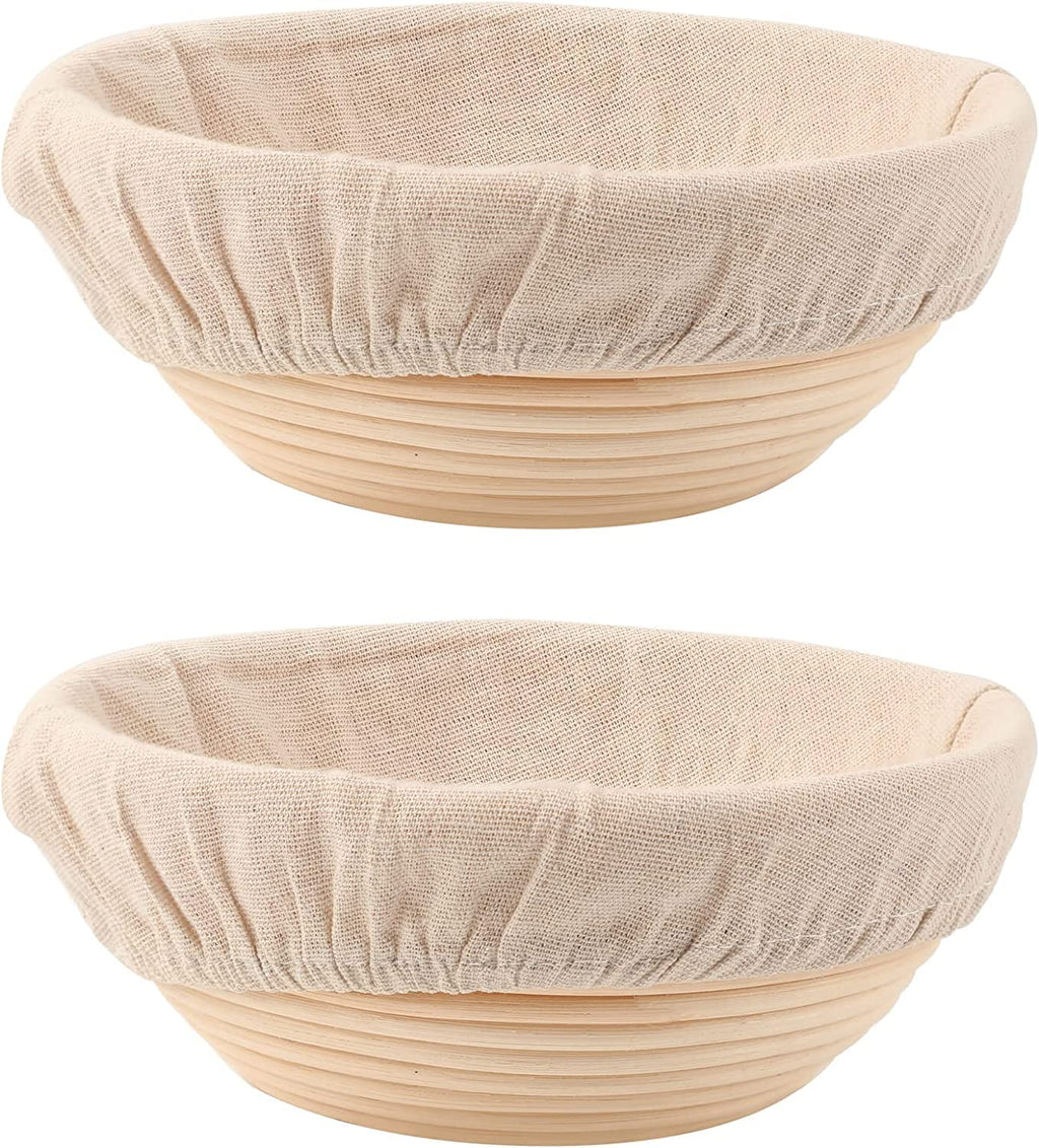 Bread Proofing Baskets Set of 2 8.5 inch Round Dough Proofing Bowls w/Liners Perfect for Home Sourdough Bakers Baking