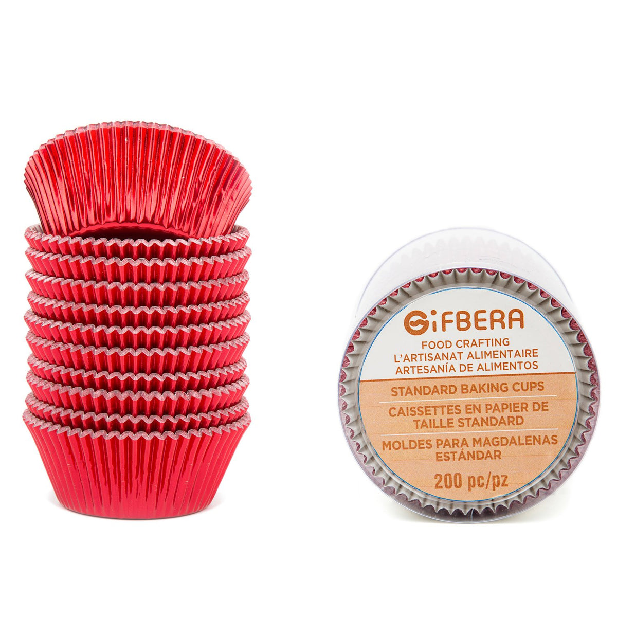 Gifbera White Metallic Foil Cupcake Liners Standard Size Baking Cups, 200-Count