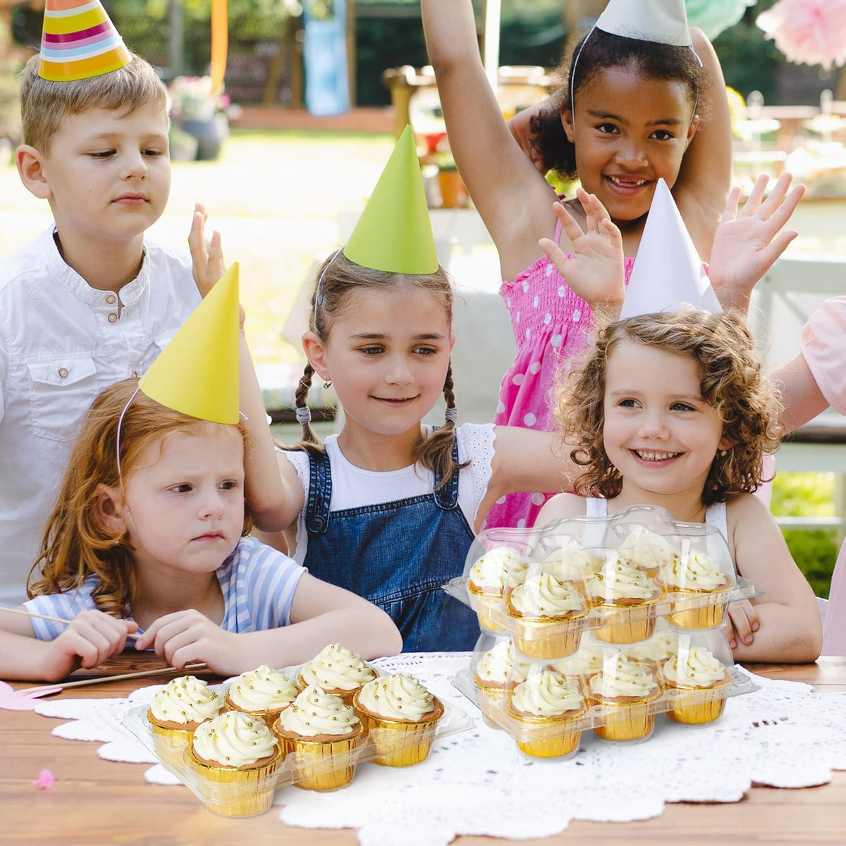 LotFancy Cupcake Containers 6 Count, 40 Sets, Half Dozen Clear Cupcake Boxes, Plastic Muffin Holders with Detachable Tall Dome Lid, Disposable Cupcake Carriers, BPA Free, Standard Size