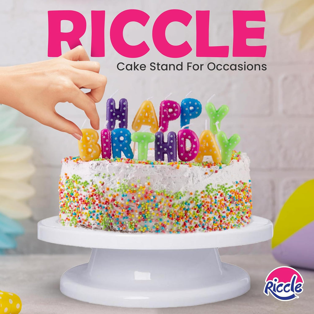 Riccle 94 pcs Cake Decorating Kit with Cake Turntable - Includes 50pcs 16 Inch Disposable + 2 Reusable Piping Bags and Tips Set, 24 Icing Piping Tips, 2 Spatulas, 3 Icing Comb Scraper, 6 Cake Liners