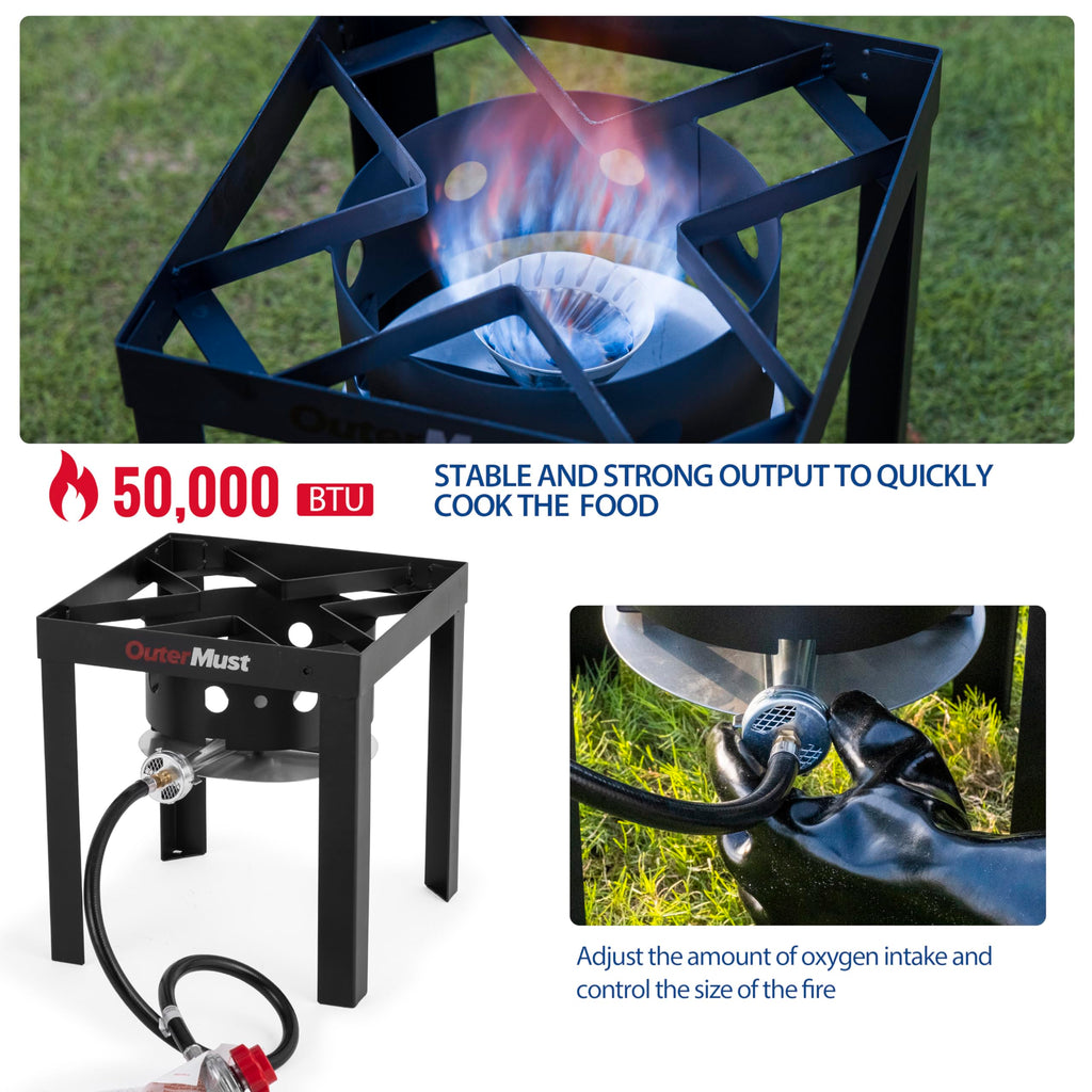 OuterMust 30 QT. Zestaw do smażenia indyka 50 000 BTU Carb Boil Pot z koszykiem i palnikiem, idealny do gotowania indyka, raków, krabów
