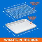 Baking Pan Set - 9" x 13" Aluminum Baking Pan with Stainless Steel Cooling Rack Set, PFOA, PFOS, PTFE Free, Recipe Booklet Included, Oven Safe Tray, Resist Heat Up To 500° F, Set of 2
